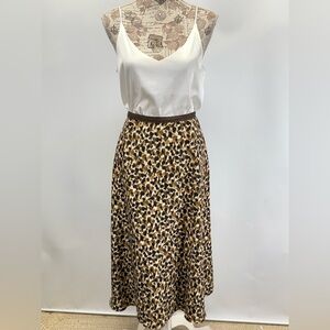 TALBOTS Brown, black & Tan A-Line animal print midi skirt size 16W